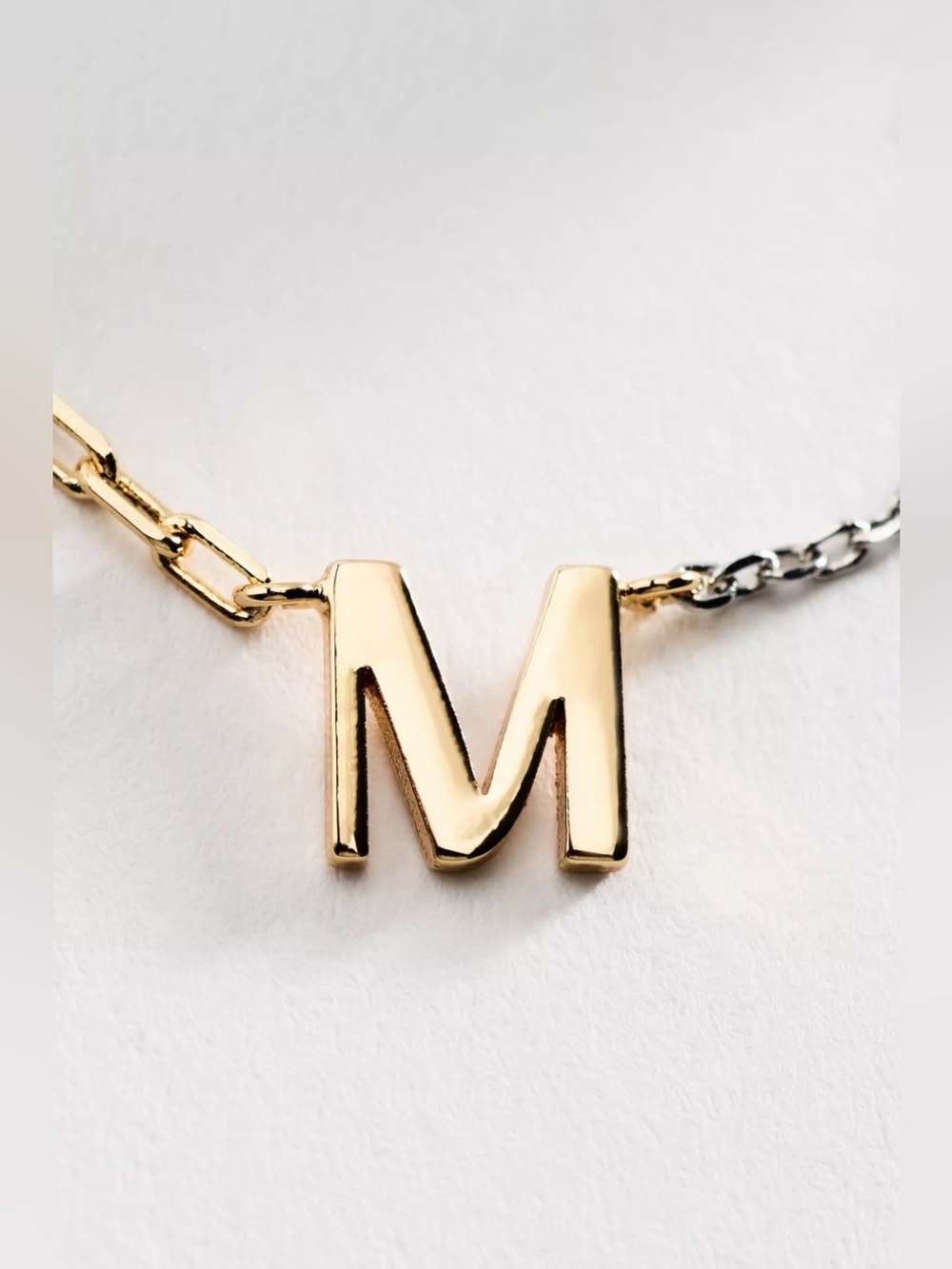 NWT Mixed Metal Delicate Monogram Necklace Letter M